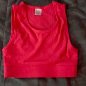 Neon pink sports bra!